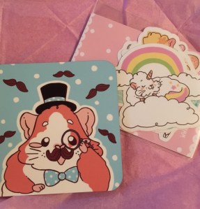 Guineapig Wheekly stickers and Coaster